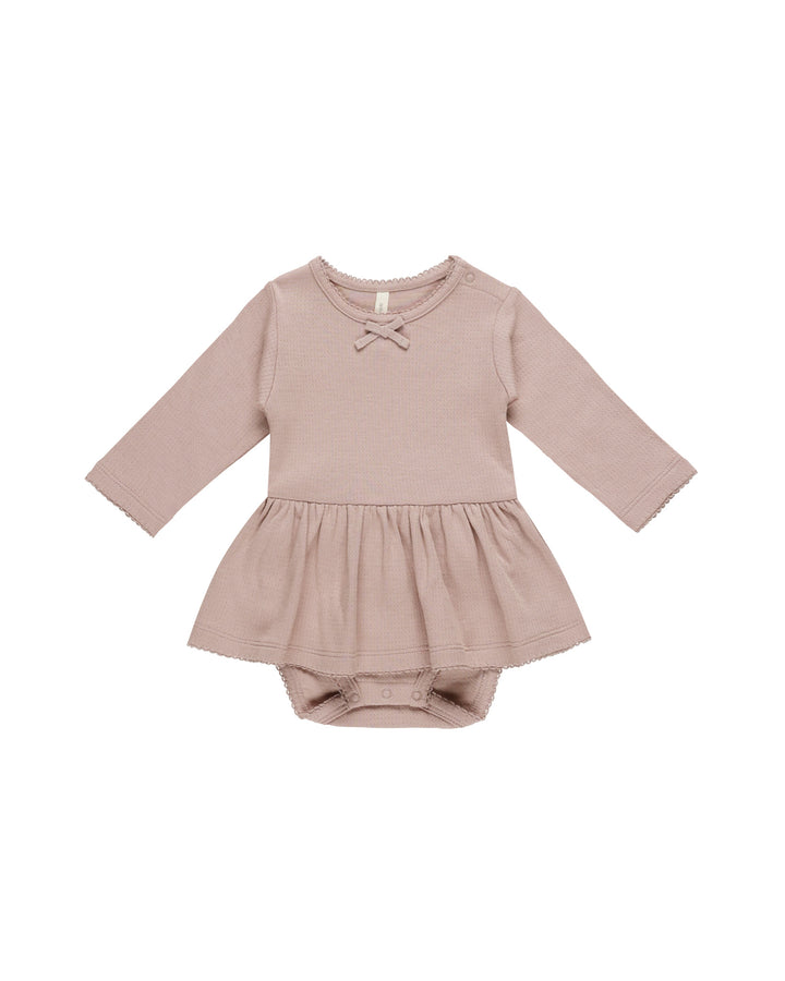 Quincy Mae Mauve Pointelle Skirted Bodysuit