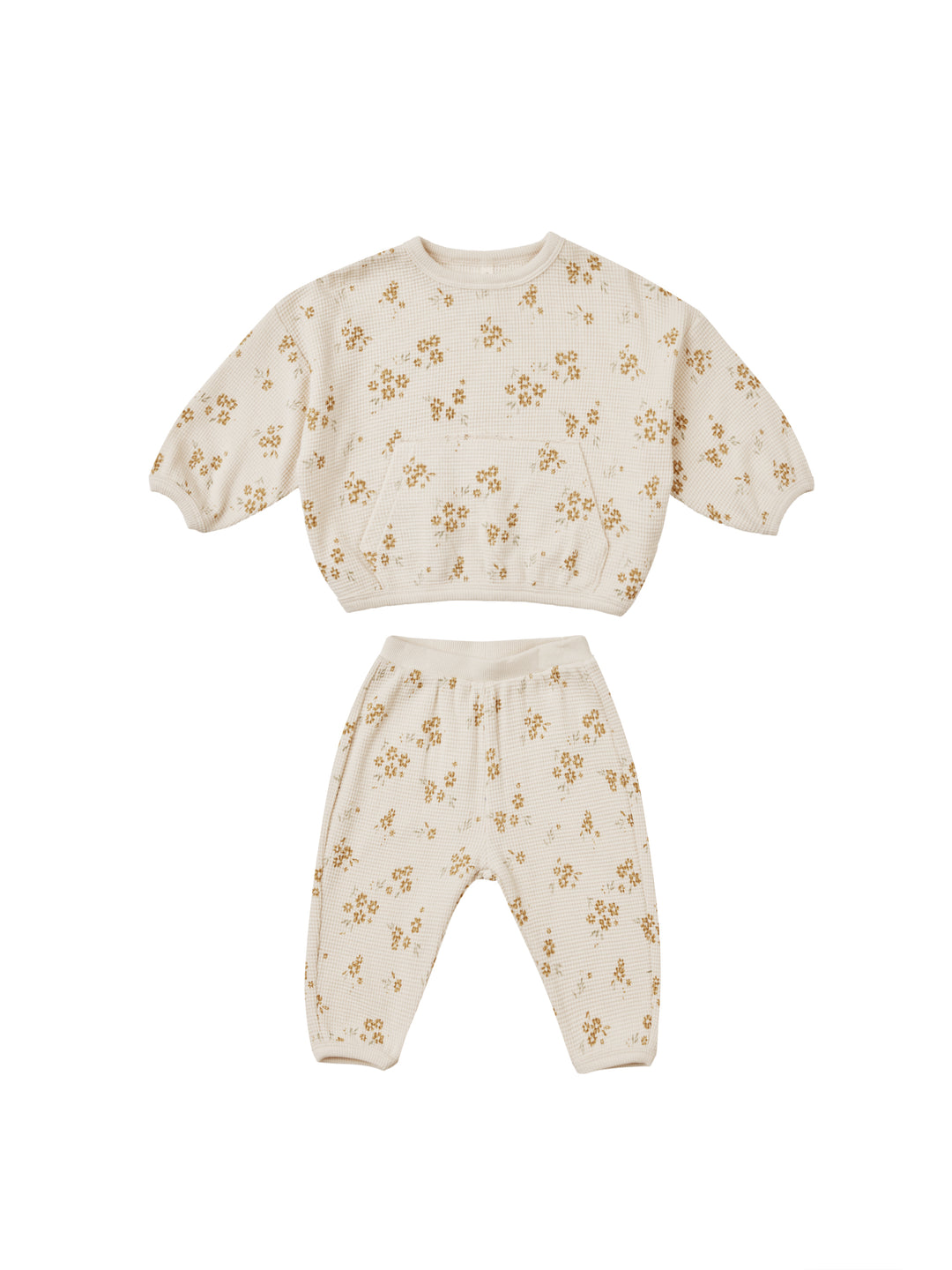 Quincy Mae Waffle Slouch Set in Honey Flower