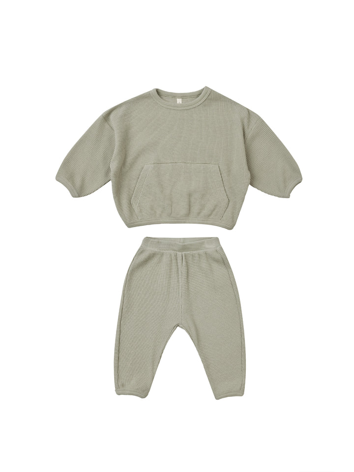 Quincy Mae Waffle Slouch Set in Sage