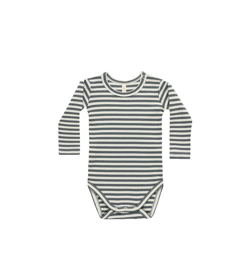 Quincy Mae Indigo Stripe Bodysuit