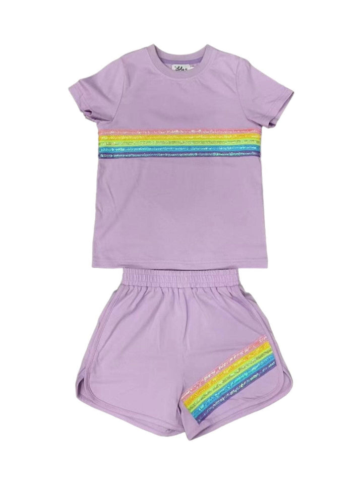 Lola + the Boys Rainbow Sequin Short Set