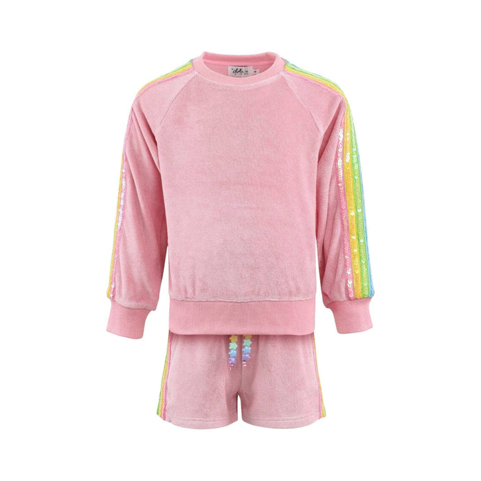 Lola  & The Boys Rainbow Sequin Stripe Short Set