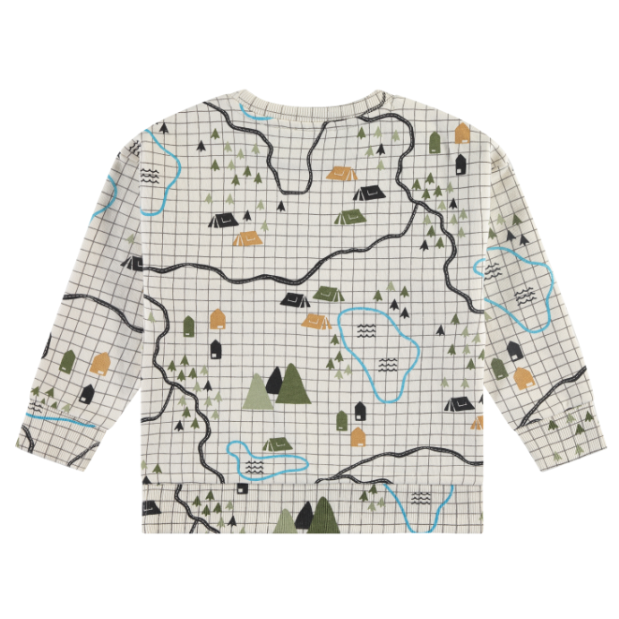 Stains & Stories Trail Map Sweatshirt back