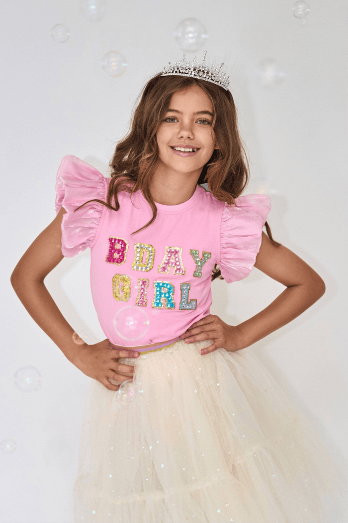 Birthday Girl Gem Ruffle T-Shirt