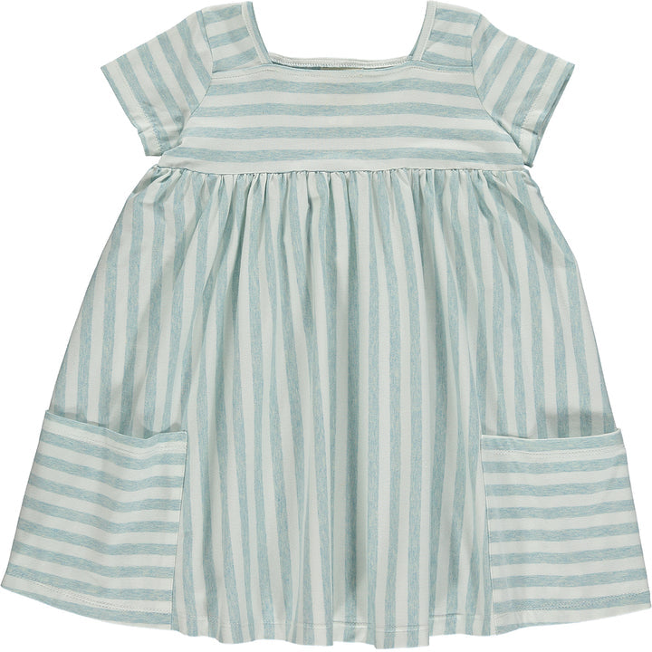 Rylie Baby Dress in Aqua Stripe