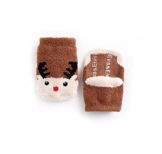 Fuzzy Rudolph Holiday Christmas Socks