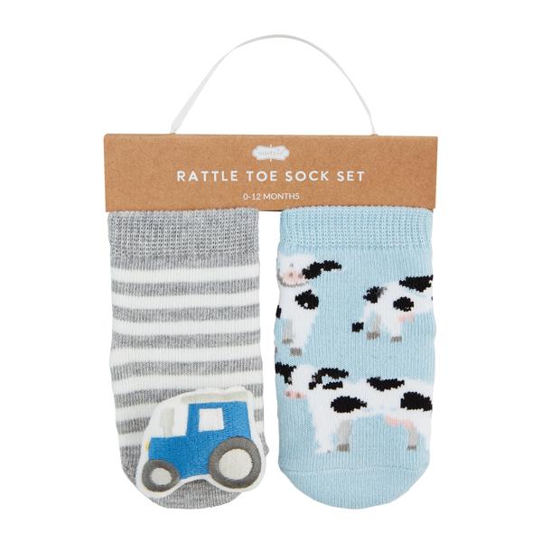 Mud Pie Cow Rattle Socks Set