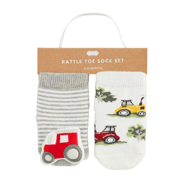 Mud Pie Tractor Rattle Socks set
