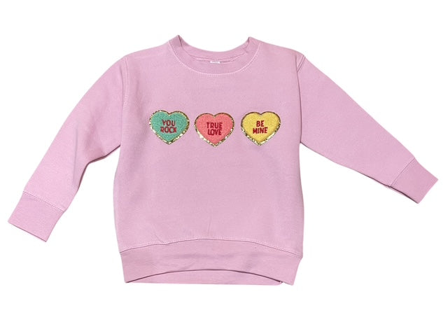 Candy Hearts Chenille Patch Sweatshirt