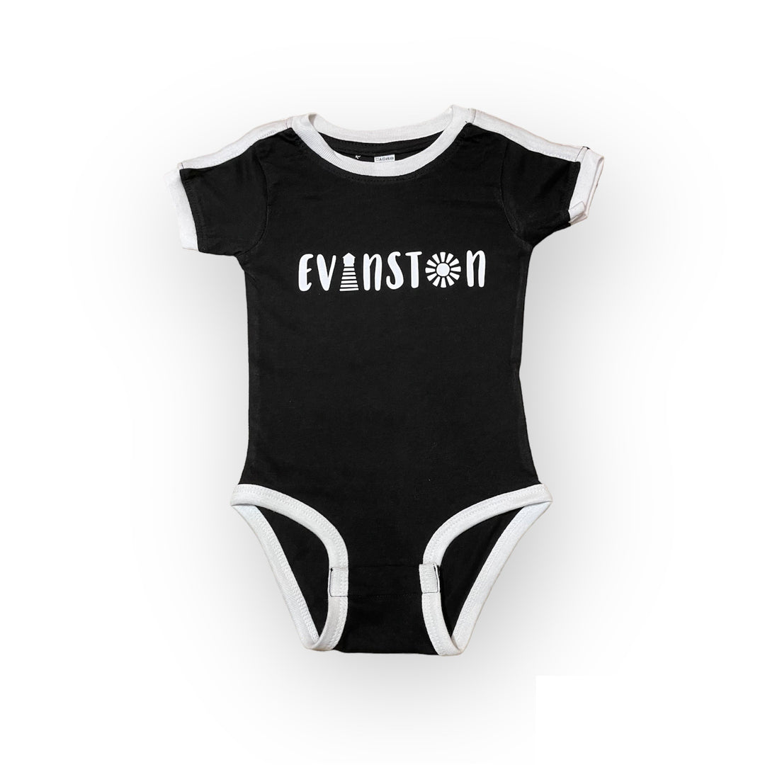 Evanston Ringer Onesie in Black