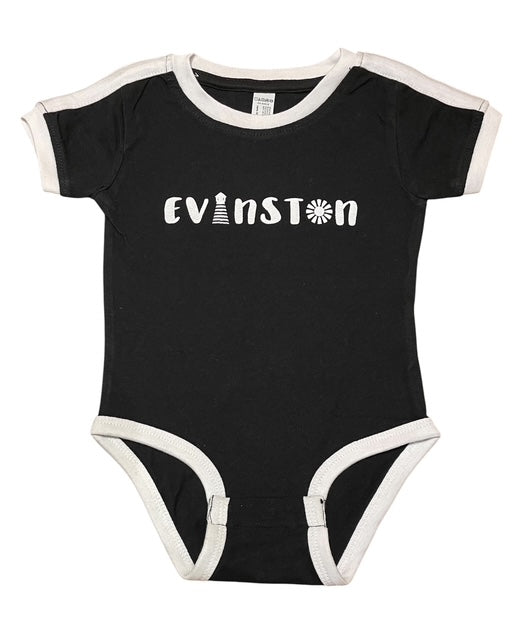 Evanston Ringer Onesie in Black