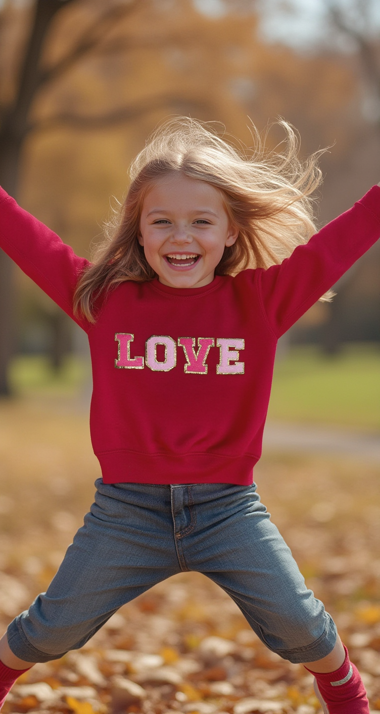 Love Chenille Patch Sweatshirt model