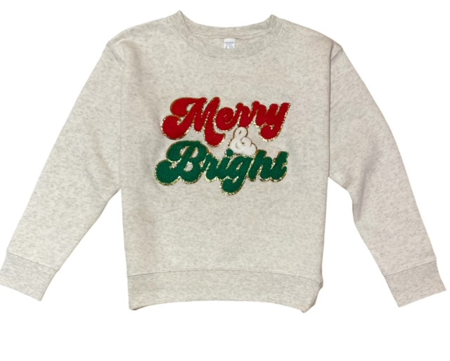 Merry & Bright chenille patch sweatshirt