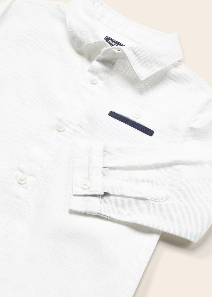 Mayoral Dress Shirt with Navy Bow Tie detail
