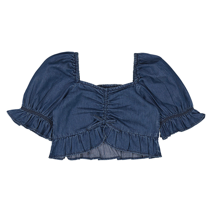 Denim Smocked Top