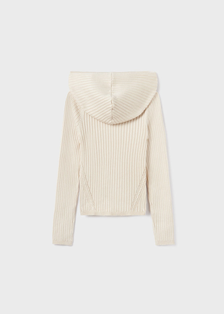 Ribbed Zip Up Cardigan in Oat