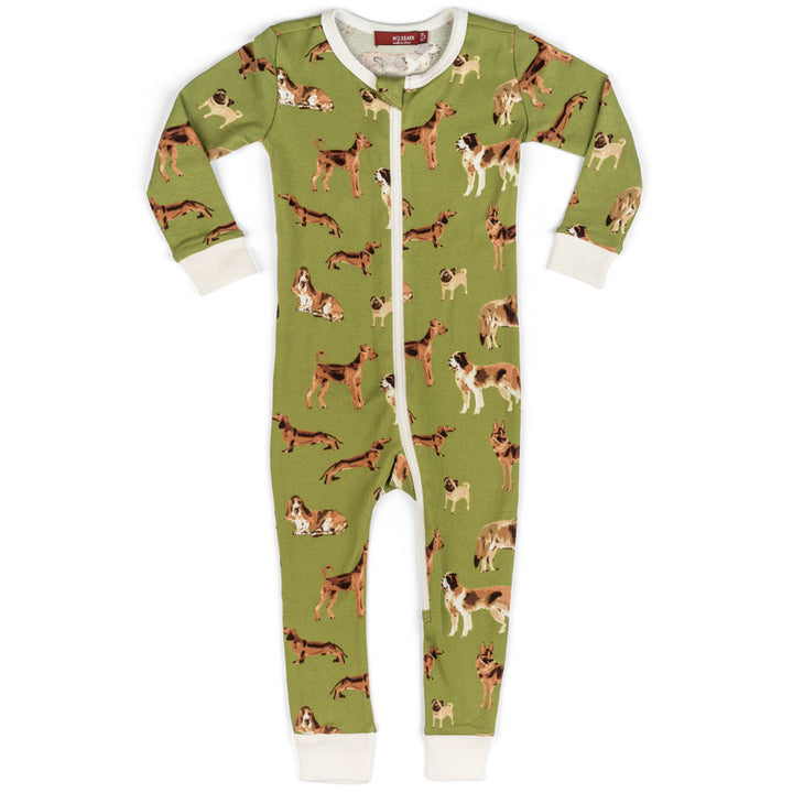 Milkbarn Green Dog Zipper Pajamas