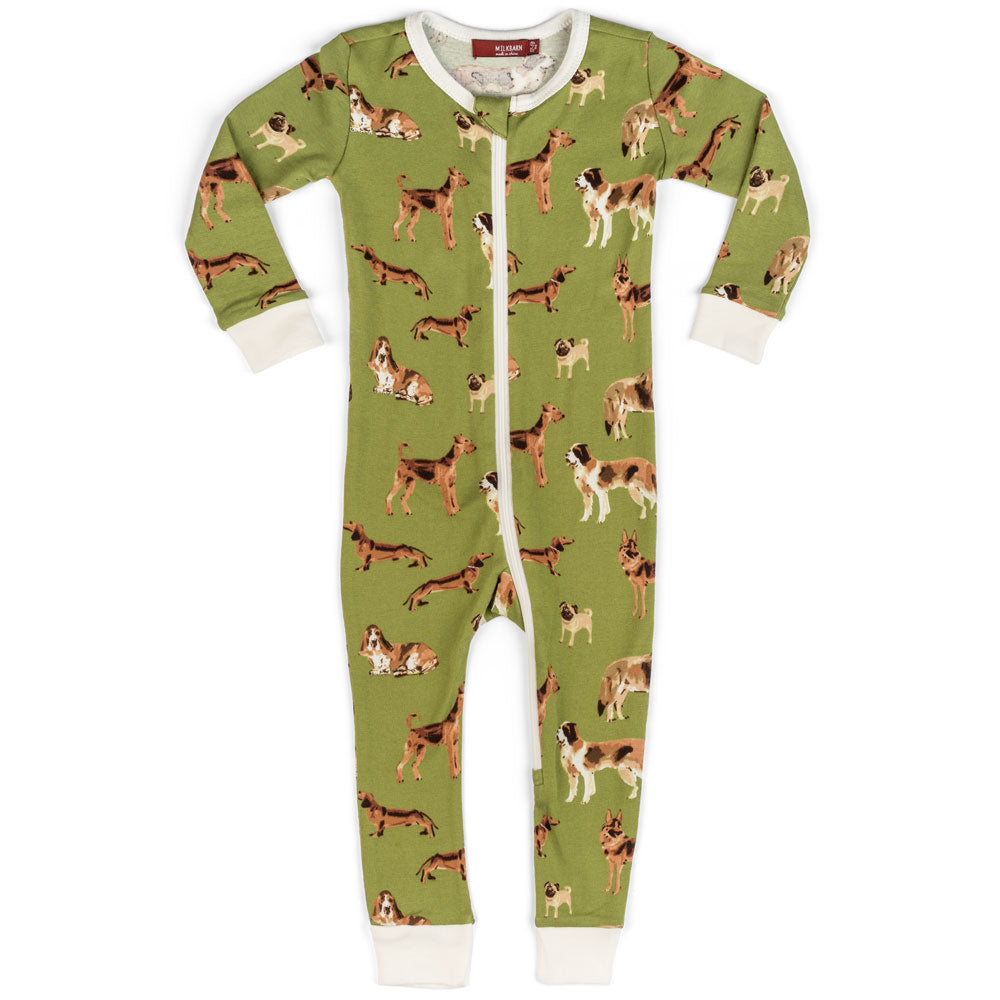 Green Dog Zipper Pajamas