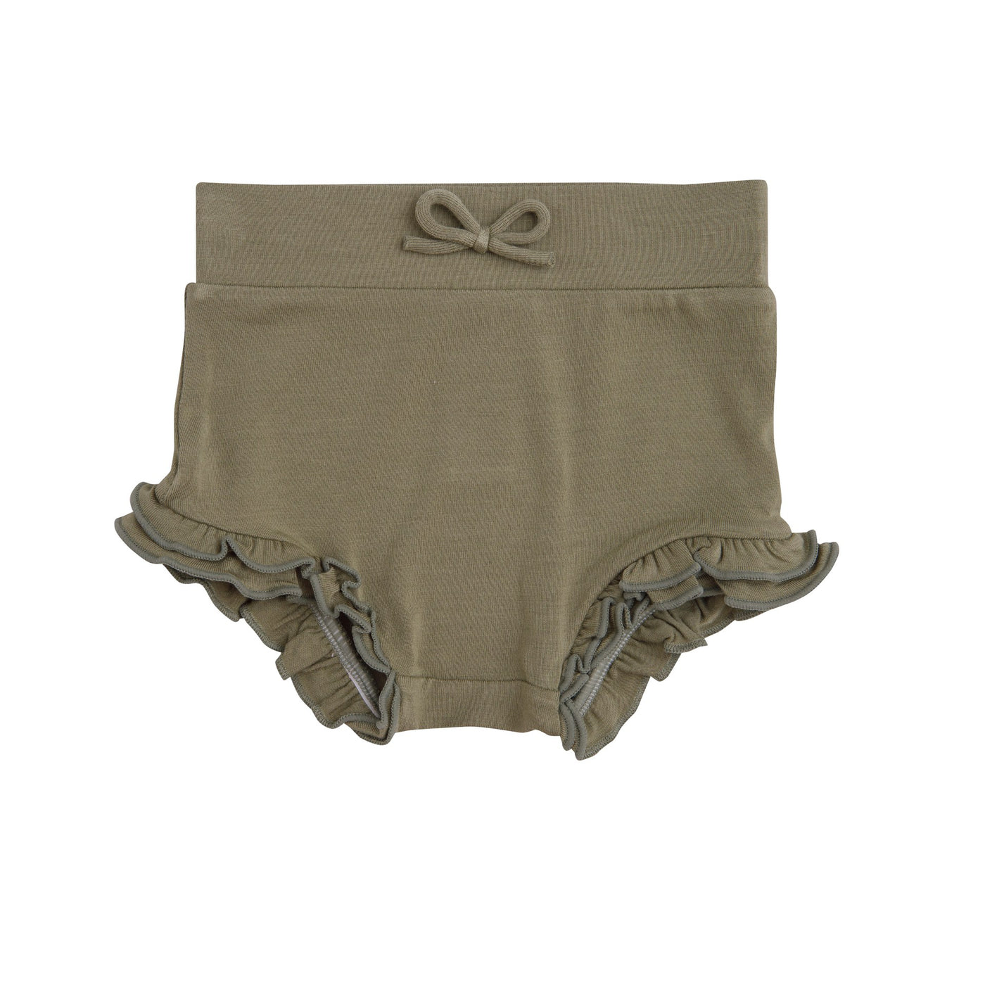 Solid High Waist Shorts in Green