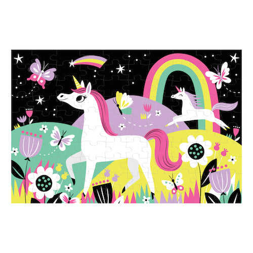 Mudpuppy Unicorn Glow in Dark Puzzle assembled