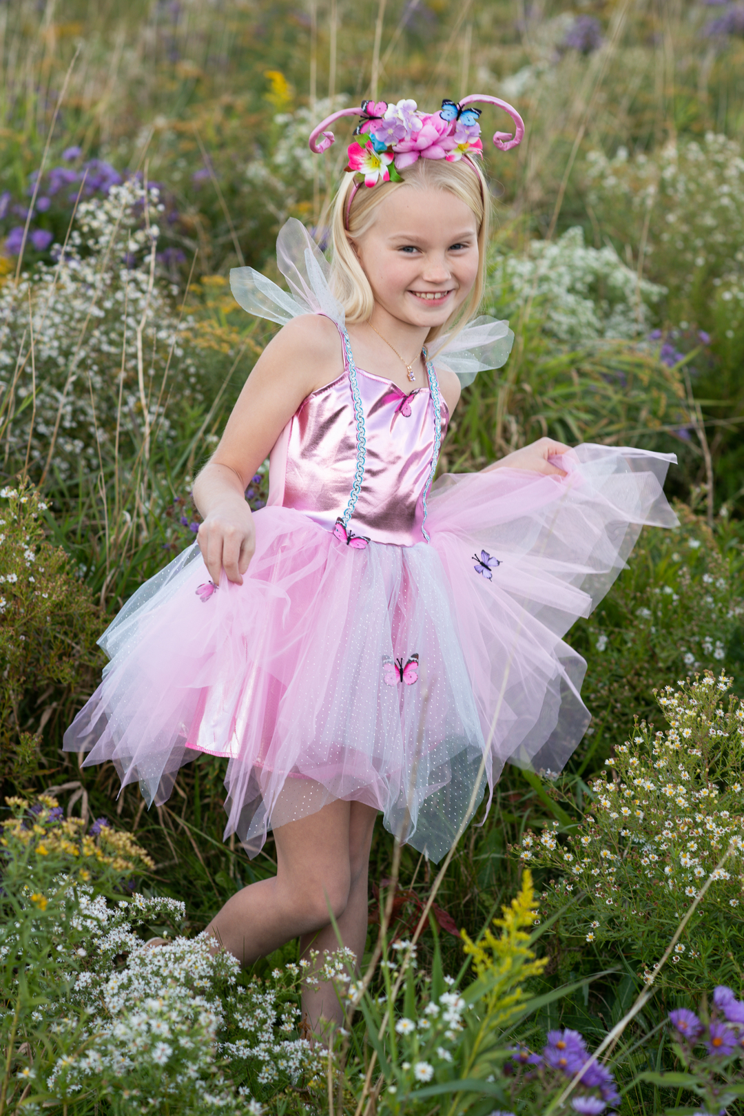 Great Pretenders Woodland Butterfly Dress & Headband Set model garden