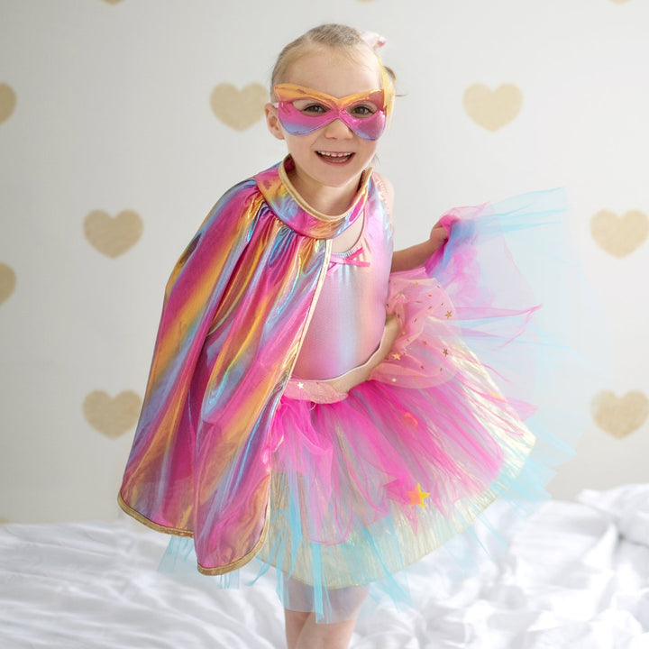 Great Pretenders Super Duper Tutu, Cape, and Mask Set masked model