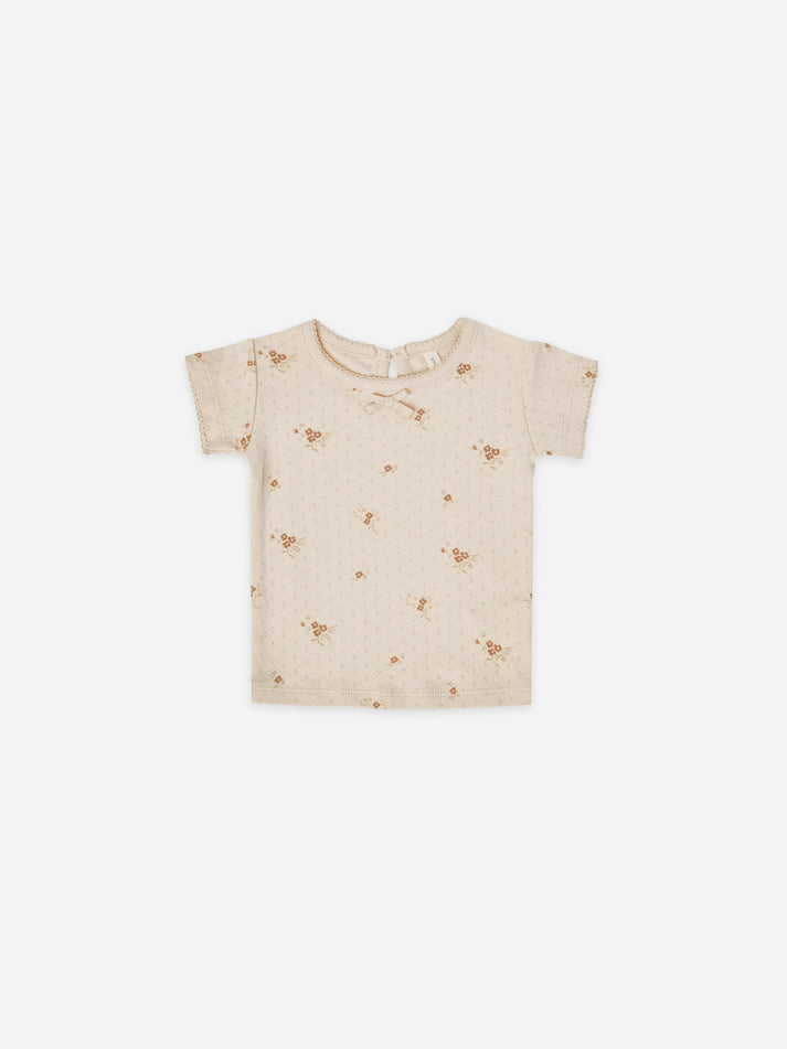 Pointelle Tee in Ditsy Clay