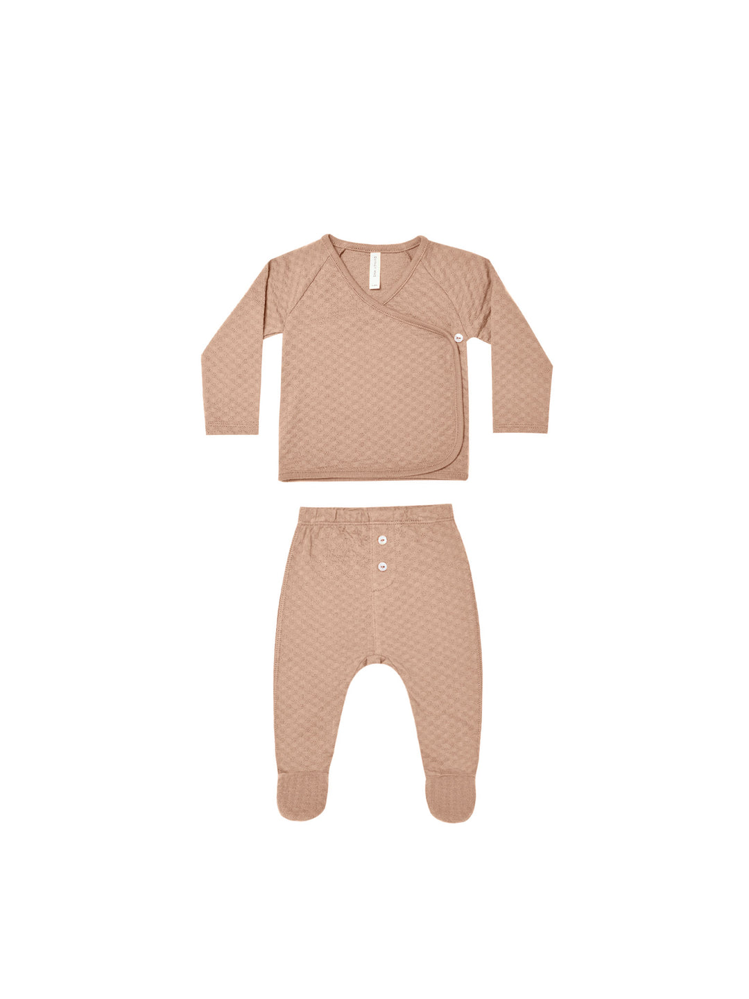 Quincy Mae Pointelle Wrap Top & Pant Set in Blush