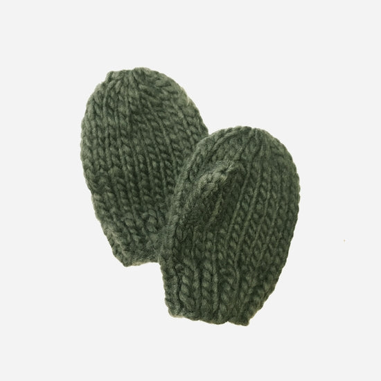 Classic Hand Knit Mittens in Olive