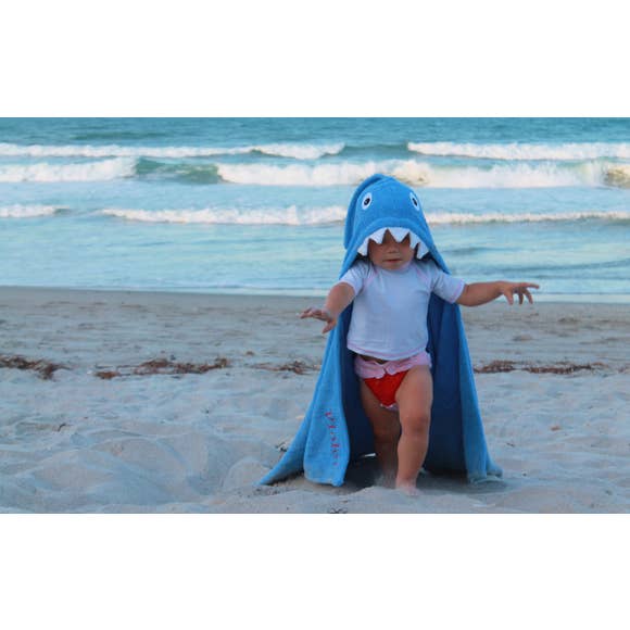 Shark Hooded Towel model beach