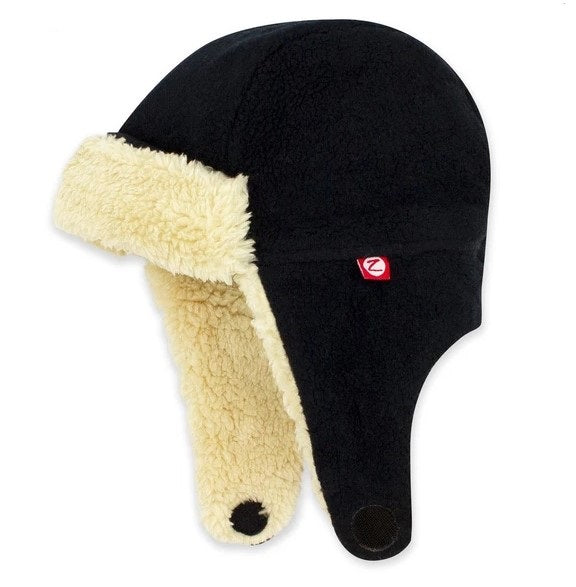 Furry Fleece Trapper Hat in Black