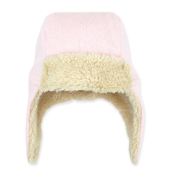 Furry Fleece Trapper Hat in Baby Pink